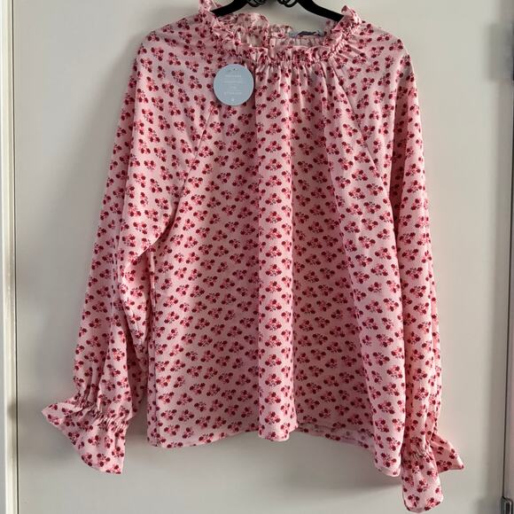 New Hill House Posy Pink Millie Top Mock Neck Floral Long Sleeve Sz XL - Picture 5 of 10